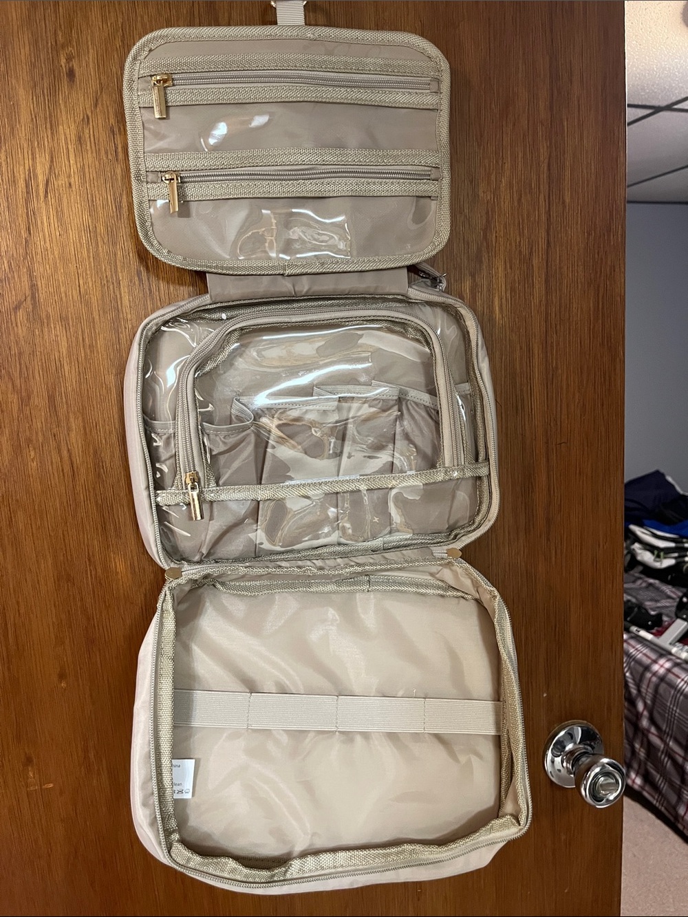 Paris Hilton Beige Hanging Makeup & Toiletry Organizer